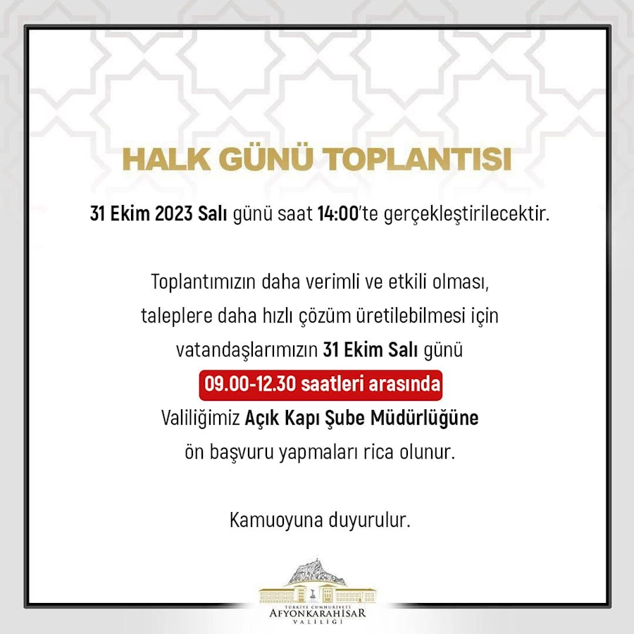 Vali Yiğitbaşı, Afyonkarahisarlıları dinleyecek