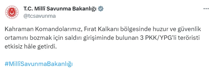 Saldırı girişiminde bulunan 3 terörist etkisiz hale getirildi