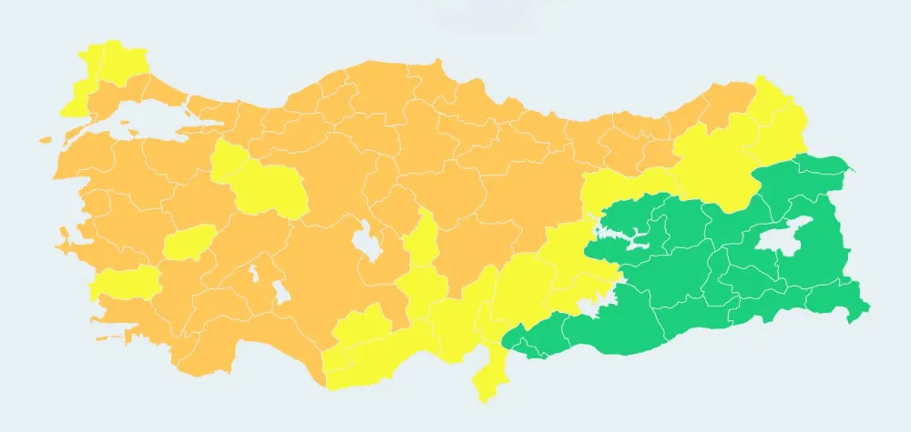 Afyon'un da içinde bulunduğu 44 ile Turuncu Uyarı