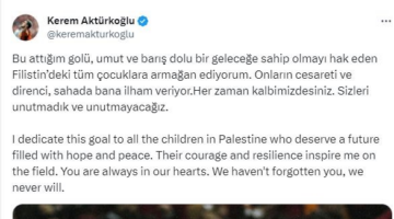 Kerem Aktürkoğlu, attığı golü Filistinli çocuklara armağan etti