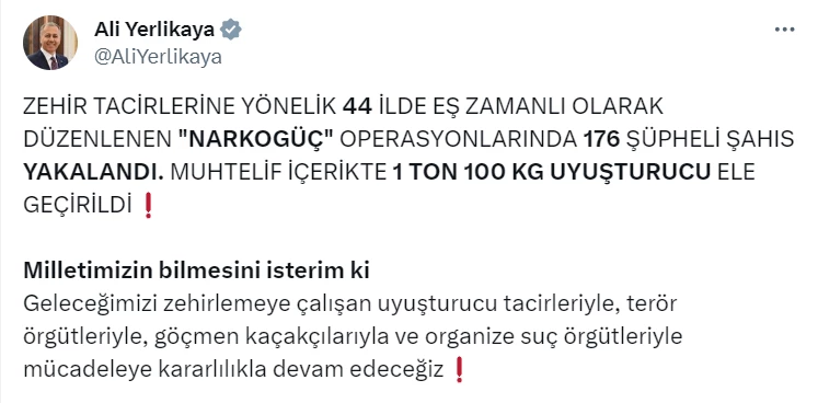 Afyon'un da içinde bulunduğu 44 ilde operasyon: 176 şüpheli gözaltına alındı