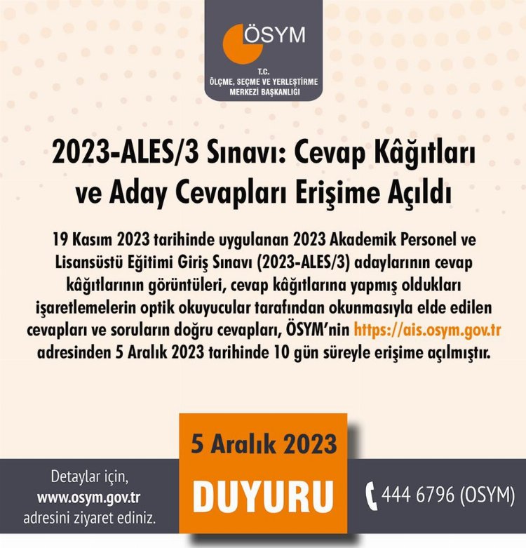 ALES/3 sonuçları açıklandı