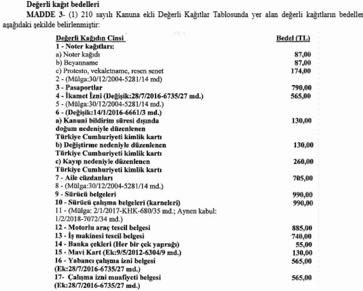 Değerli kağıtlar için 2024 bedelleri belli oldu