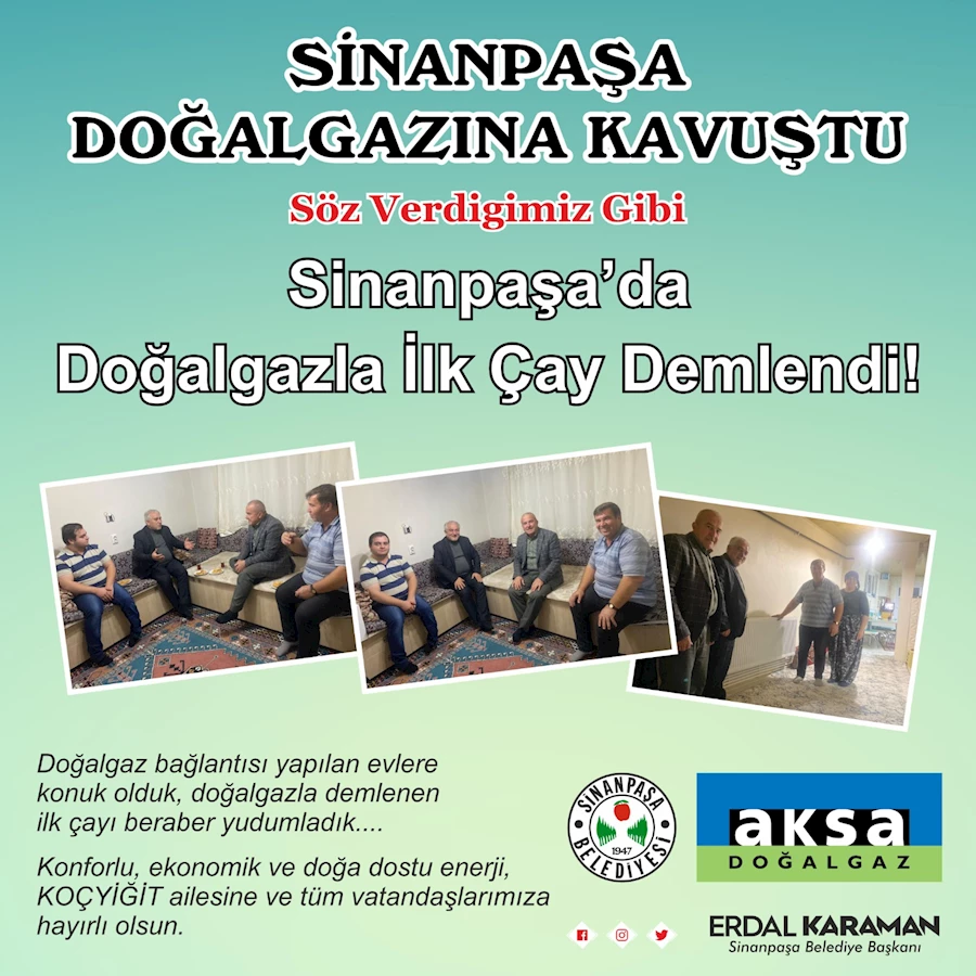 Sinanpaşa'da Doğalgaz Sevinci: İlk Çaylar Demlendi