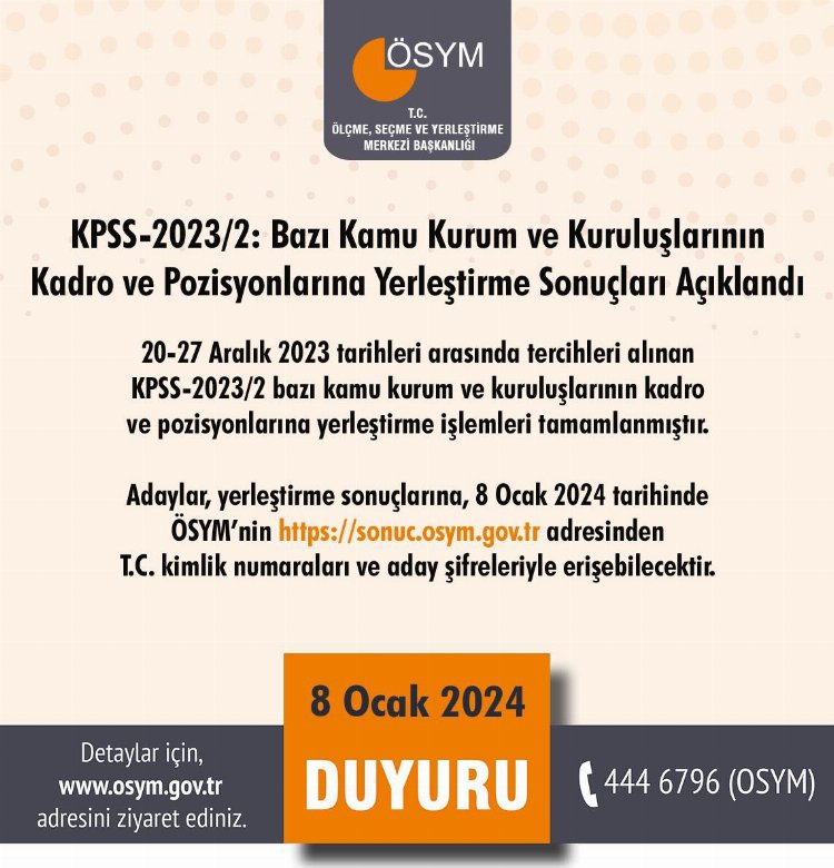 KPSS-2023/2 sonuçları açıklandı