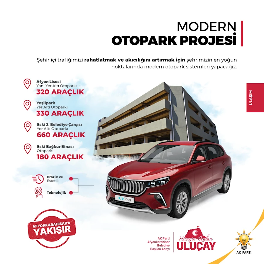 Uluçay’dan 4 farklı noktada 1490 araçlık ‘Modern Otopark Projesi’