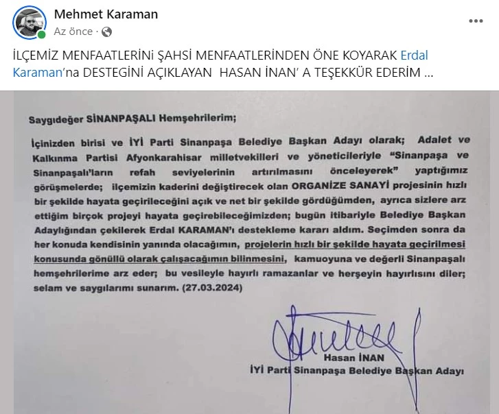 İYİ Parti Adayı, AK Parti Adayını Desteklemeye Karar Verdi