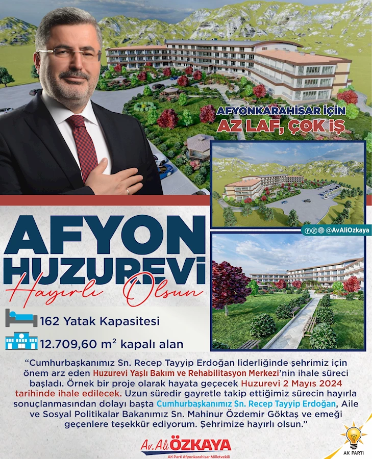 Afyonkarahisar'a Yeni Bir Huzurevi ve Rehabilitasyon Merkezi Müjdesi!