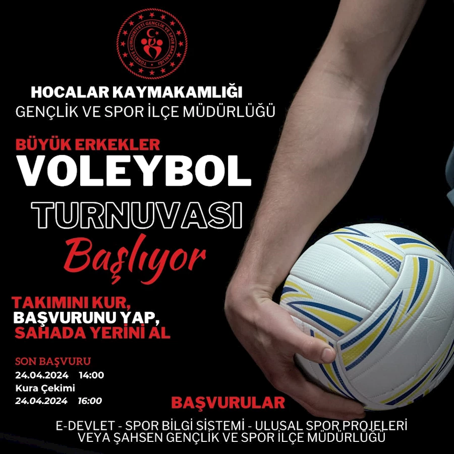 Gençlik ve Spor İlçe Müdürlüğü Büyük Erkekler Voleybol Turnuvası Başlıyor!