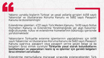 İçişleri Bakanlığı'ndan Yabancı Uyrukluların Evlilik İşlemleri ve Sahte Görevlilere Karşı Uyarı