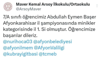 Maver Kemal Arsoy Ortaokulu'ndan Büyük Başarı