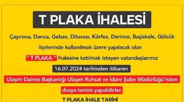 8 ilçede 86 yeni T plaka için ihale yapılacak