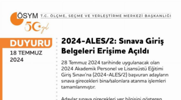 2024-ALES/2 giriş belgeleri erişime açıldı