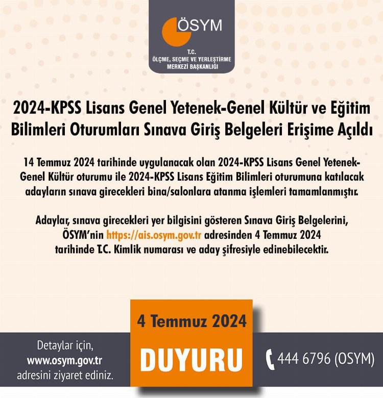 KPSS sınava giriş belgeleri erişime açıldı