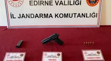 Jandarma Edirne’de tabanca ele geçirdi