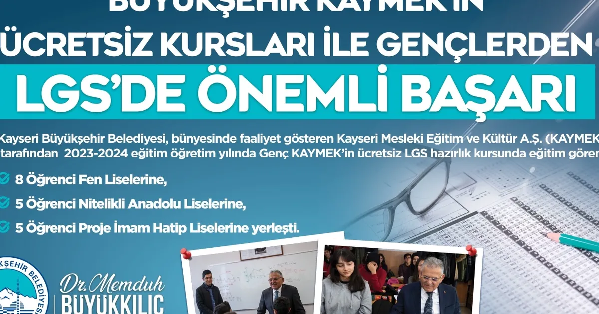 KAYMEK’in ücretsiz kursları ile gençlerden LGS’de önemli başarı