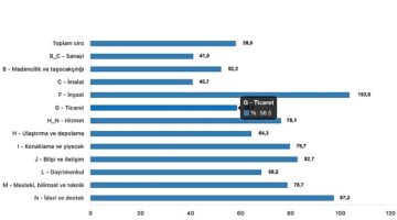 Tüik: Toplam ciro yıllık %58,0 arttı