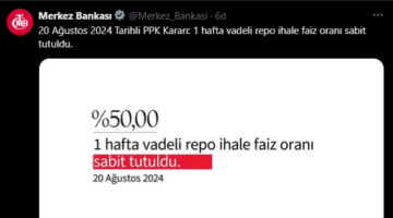 Merkez Bankası Politika Faizini Sabit Tuttu