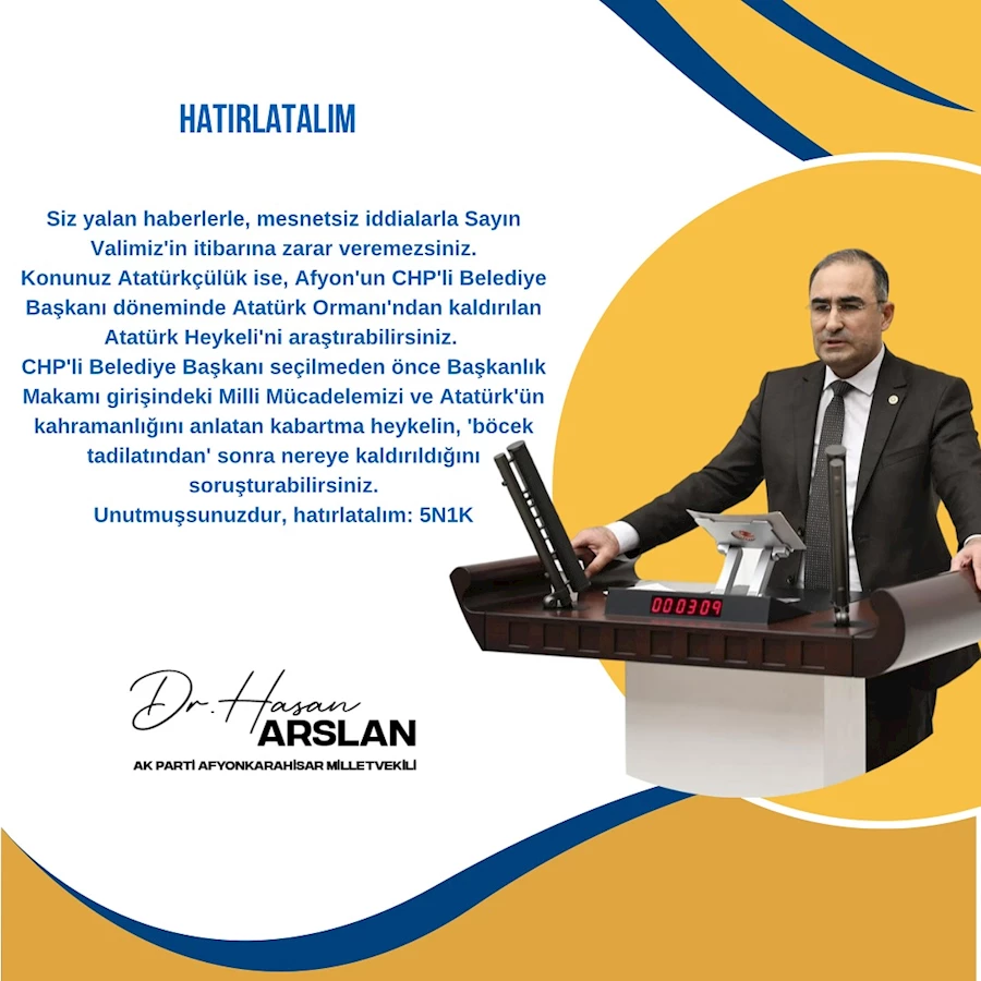 AK Parti Milletvekili Hasan Arslan'dan İddialara Sert Tepki