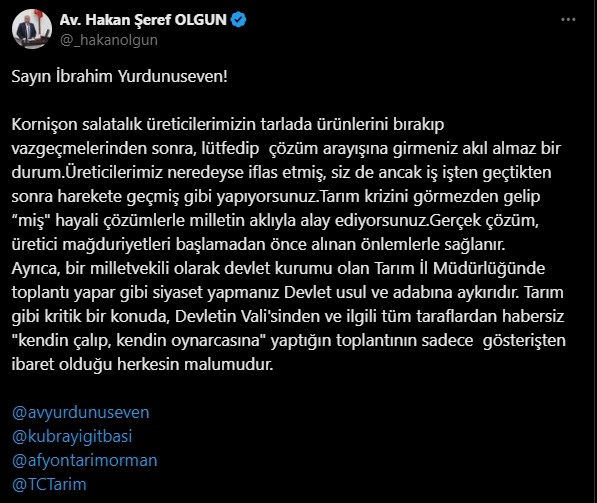 Hakan Şeref Olgun’dan, Yurdunuseven'e Sözlü Saldırı