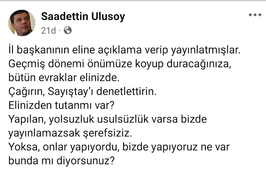 Yoksa, 'onlar yapıyordu, biz de yapıyoruz ne var bunda' mı diyorsunuz