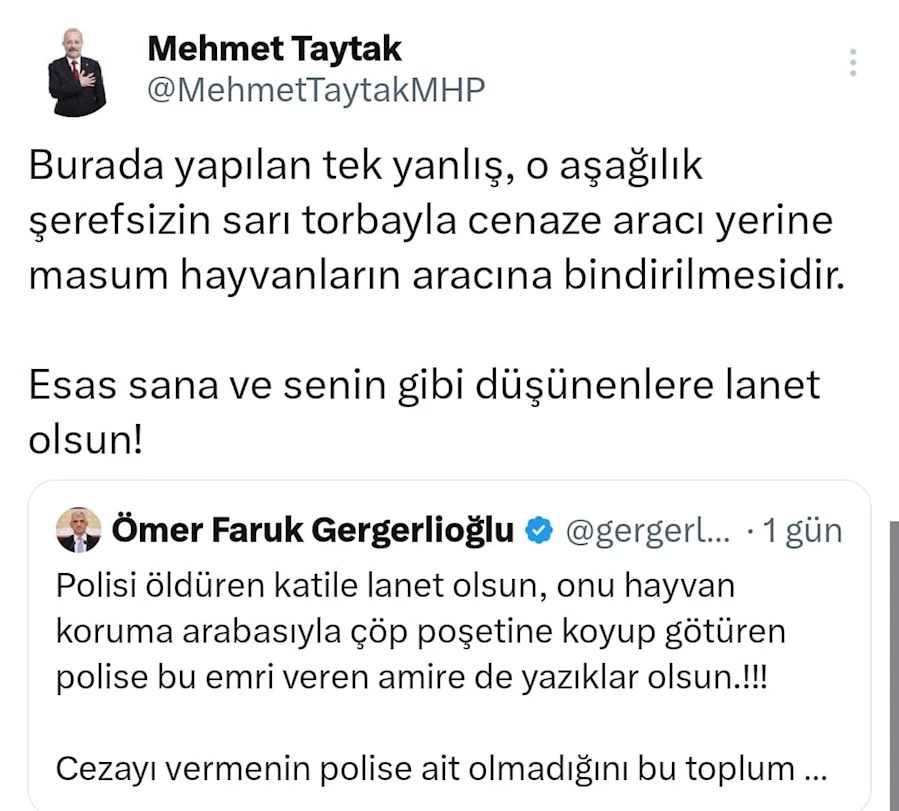 MHP'li Taytak'tan Gergerlioğlu'na Sert Yanıt: "Esas Sana Lanet Olsun!"