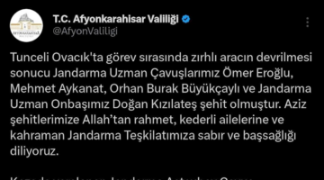 Tunceli Ovacık'ta Zırhlı Araç Kazası: Dört Jandarma Personeli Şehit Oldu