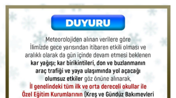 Eğitime Kar Engeli: Okullar Yarın Tatil