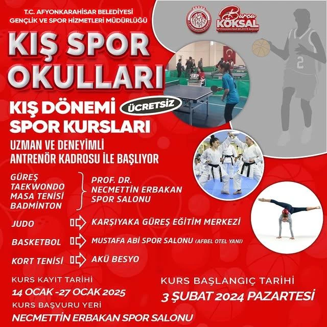 Kış Spor Okulları Ücretsiz Eğitimle Başlıyor