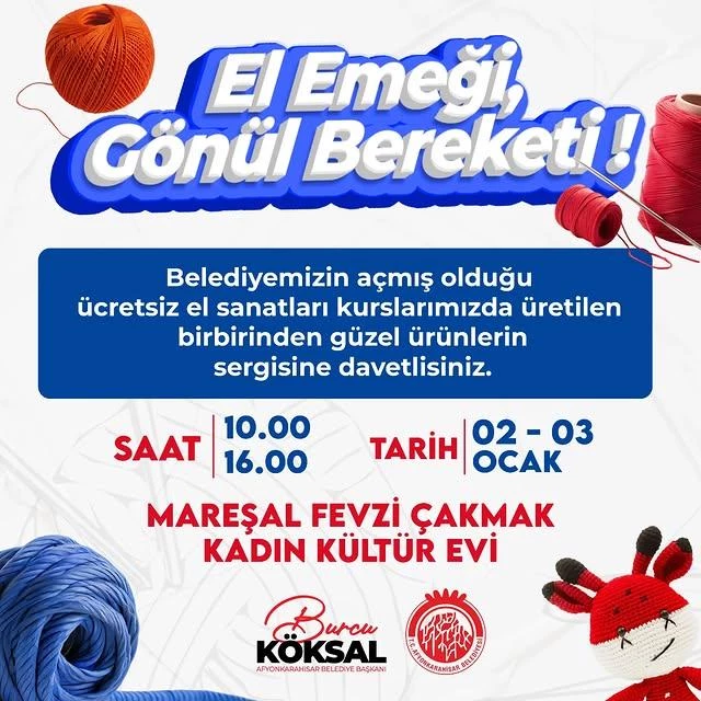 Afyonkarahisar Belediyesi El Sanatları Kurslarının Özel Eserleri Sergileniyor